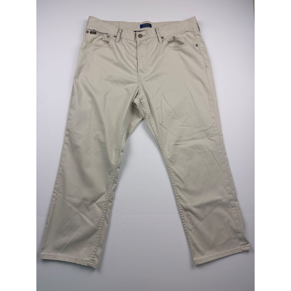 Polo Ralph Lauren Mens 36x26 Tan Stretch Straight Leg 5 Pocket Chino Pants Khaki